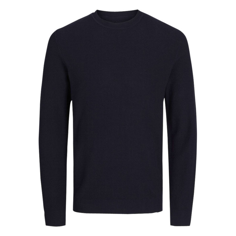 Premium By Jack & Jones - Pull En Coton Marine Uni Avec Une Coupe Droite Et Un Col Rond - Marine Premium By Jack & Jones - Pull En Coton Marine Uni Avec Une Coupe Droite Et Un Col Rond - Marine