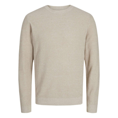 Pull en coton beige uni effet texturée avec une...