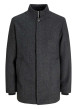 Thumbnail Manteau en laine mélangée anthracite chiné à coupe droite et col montant