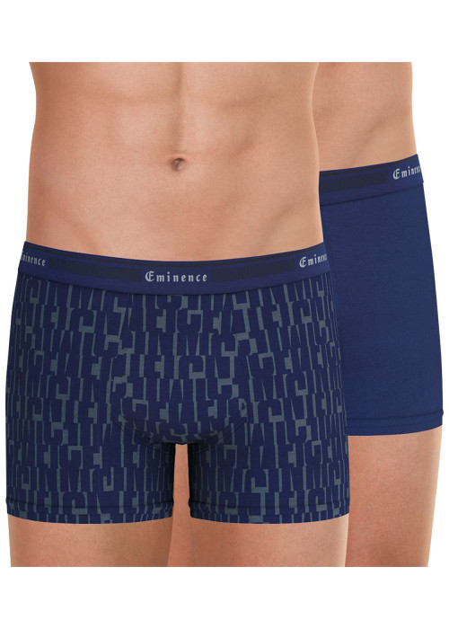 Lot de 2 Boxers en coton marine à imprimé et une coupe fermée