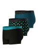 Thumbnail Lot de 3 boxers en coton bleus unis et imprimés et à taille élastiquée brodée - Image 3