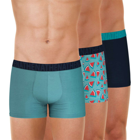 Lot de 3 boxers classiques en coton bleus unis...