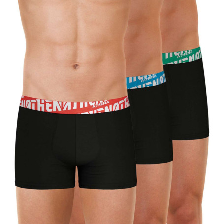Lot de 3 boxers en coton noirs unis à coupe...