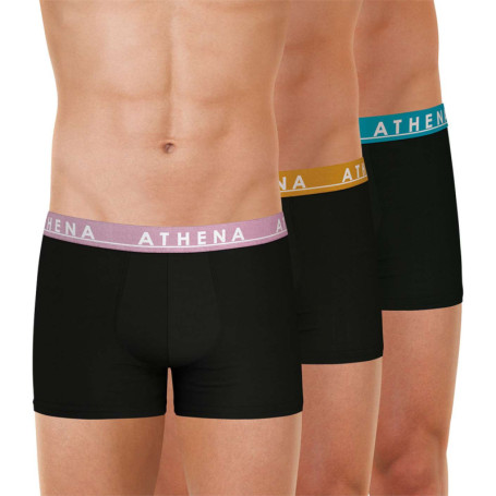 Lot de 3 boxers classiques en coton noirs unis...