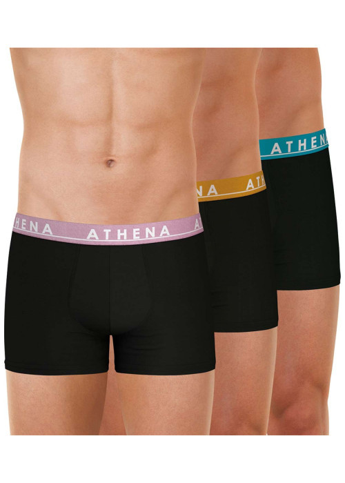Lot de 3 boxers classiques en coton noirs unis et à coupe fermée