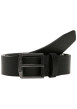 Thumbnail Ceinture en cuir noire unie avec nom de la marque gravé sur la boucle