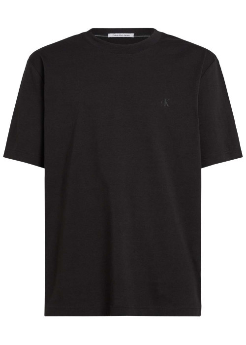 T-shirt en coton noir uni col rond et avec nom de la marque dans le dos