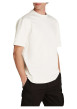 Thumbnail T-shirt en coton écru uni col rond et une bande dans le dos - Image 4
