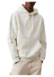 Thumbnail Sweat en coton écru uni avec un col à capuche et poche kangourou - Image 5