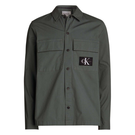 Chemise en coton grise unie coupe regular avec...