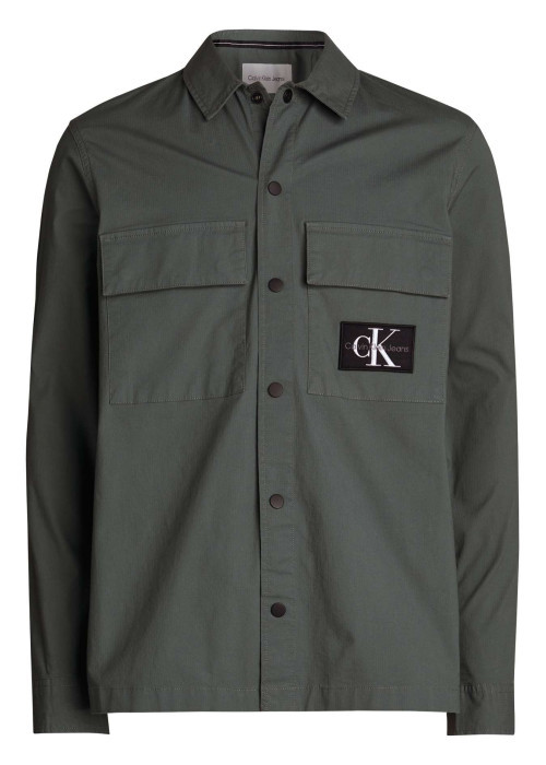 Chemise en coton grise unie coupe regular avec un col normal