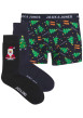 Thumbnail Coffret de Noël chaussettes et boxer en coton bleus nuit à motifs de Noël
