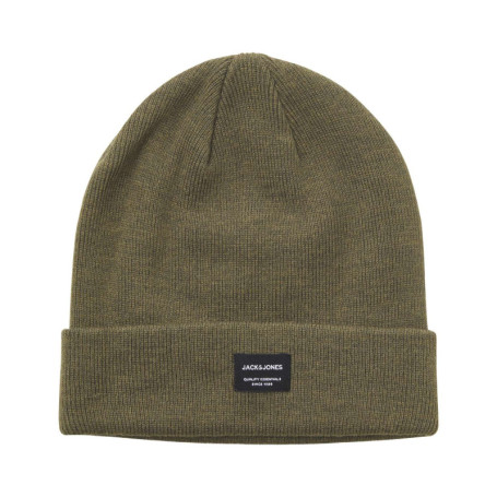 Bonnet kaki uni avec un petit patch noir brodé...
