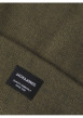 Thumbnail Bonnet kaki uni avec un petit patch noir brodé sur le devant et un revers - Image 2