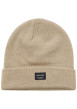 Thumbnail Bonnet beige uni avec un petit patch noir brodé sur le devant et un revers