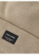 Thumbnail Bonnet beige uni avec un petit patch noir brodé sur le devant et un revers - Image 2