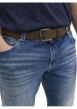 Thumbnail Ceinture en cuir de buffle chocolat unie avec une boucle argentée rectangle - Image 3