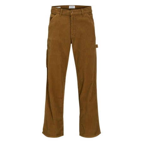 Pantalon chino en coton camel en velours côtelé...