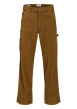 Thumbnail Pantalon chino en coton camel en velours côtelé avec une coupe loose