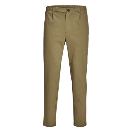 Pantalon chino en coton mélangé taupe uni à...