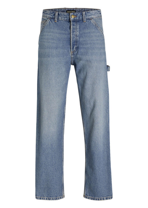 Jean bleu effet délavé avec une coupe regular fit et une taille haute