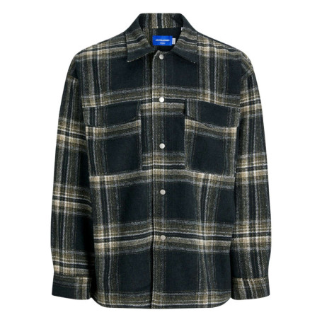 Chemise verte à carreaux avec une coupe droite...