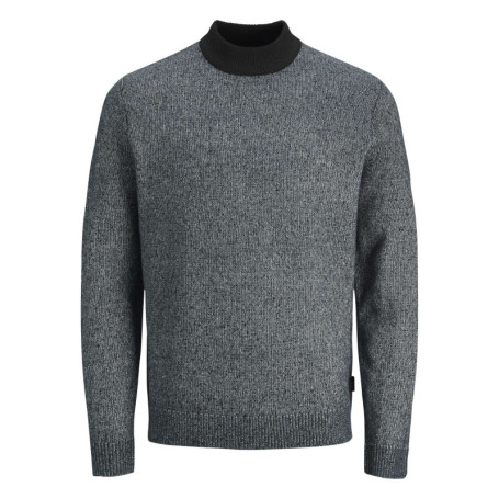 Pull gris anthracite chiné à coupe droite et à...
