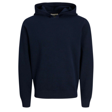 Pull bleu marine uni à coupe droite et à col à...