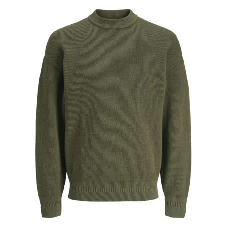 Pull en coton mélangé kaki en maille piquée à...