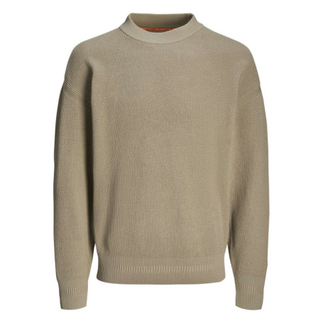 Pull en coton mélangé beige en maille piquée à...