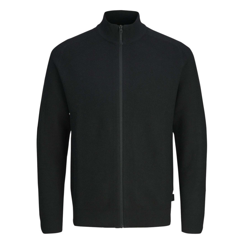 Jack & Jones - Cardigan En Coton Mélangé Noir à Coupe Droite Et à Col Montant Et Zippé - Noir Jack & Jones - Cardigan En Coton Mélangé Noir à Coupe Droite Et à Col Montant Et Zippé - Noir
