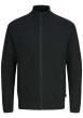 Thumbnail Cardigan en coton mélangé noir à coupe droite et à col montant et zippé