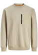 Thumbnail Sweat beige uni à coupe droite et à col rond avec une poche zippée à la poitrine