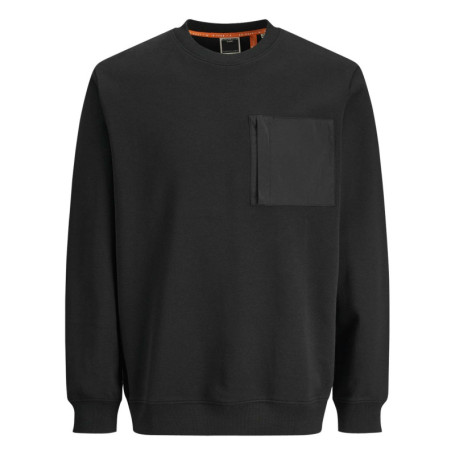 Sweat noir uni à coupe droite et à col rond...