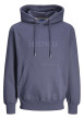 Thumbnail Sweat à capuche en coton mélangé bleu indigo uni à coupe droite avec écriture