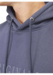 Thumbnail Sweat à capuche en coton mélangé bleu indigo uni à coupe droite avec écriture - Image 3