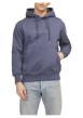 Thumbnail Sweat à capuche en coton mélangé bleu indigo uni à coupe droite avec écriture - Image 4