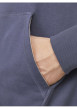 Thumbnail Sweat à capuche en coton mélangé bleu indigo uni à coupe droite avec écriture - Image 5