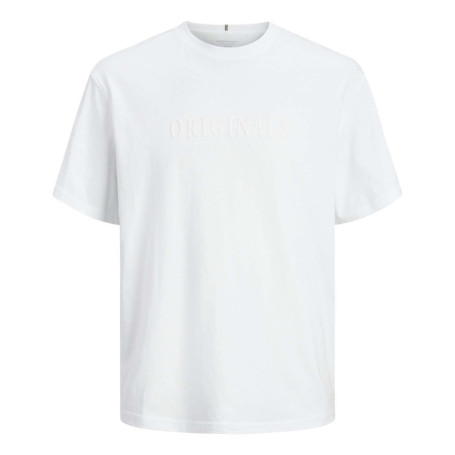 T-shirt en coton blanc uni à coupe droite avec...