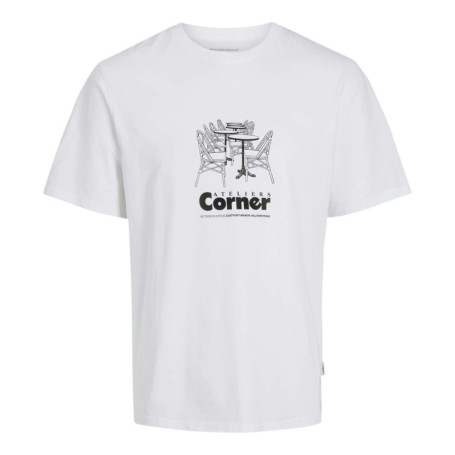 T-shirt en coton blanc uni à coupe droite avec...