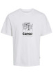 Thumbnail T-shirt en coton blanc uni à coupe droite avec imprimé noir et à col rond