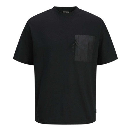 T-shirt en coton noir uni à coupe droite et à...