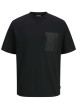 Thumbnail T-shirt en coton noir uni à coupe droite et à col rond avec une poche zippée