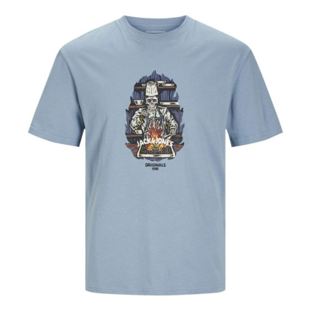 T-shirt en coton bleu uni coupe droite avec...