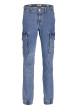 Thumbnail Jean cargo bleu délavé avec une coupe slim fit et une taille mi-haute