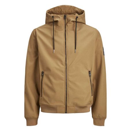 Blouson à capuche camel uni à manches longues...