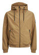 Thumbnail Blouson à capuche camel uni à manches longues et à fermeture zippée