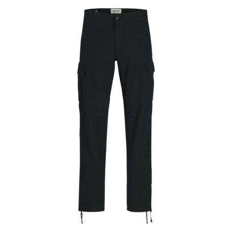 Cargo en coton noir uni avec une coupe droite...