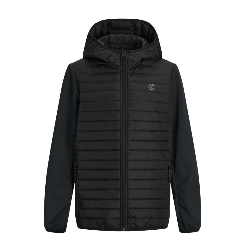 Jack & Jones - Coupe-vent à Capuche Noir Bi-matière à Coupe Droite Et à Manches Longues - Noir