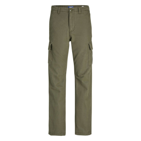 Cargo en coton kaki uni à coupe regular fit et...